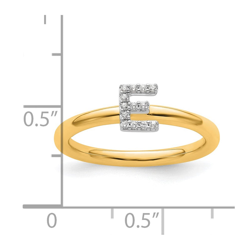 14K Yellow Gold Stackable Diamond Initial E Size 7 Ring