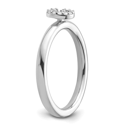 14K White Gold Stackable Diamond Initial G Size 7 Ring