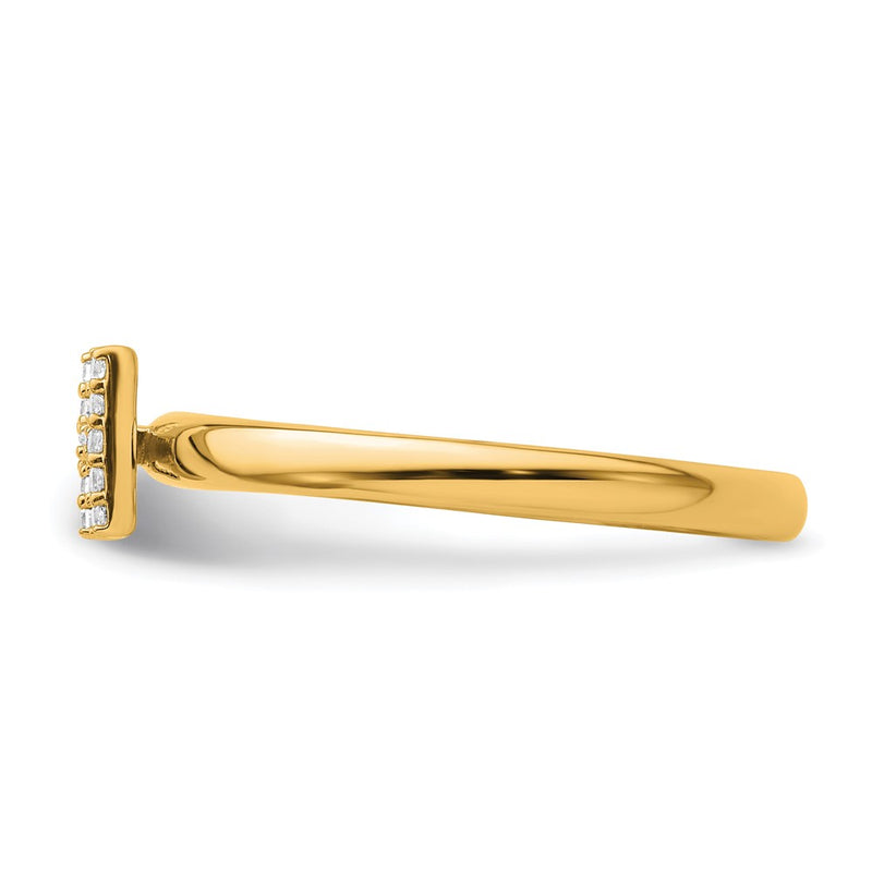 14K Yellow Gold Stackable Diamond Initial H Size 7 Ring