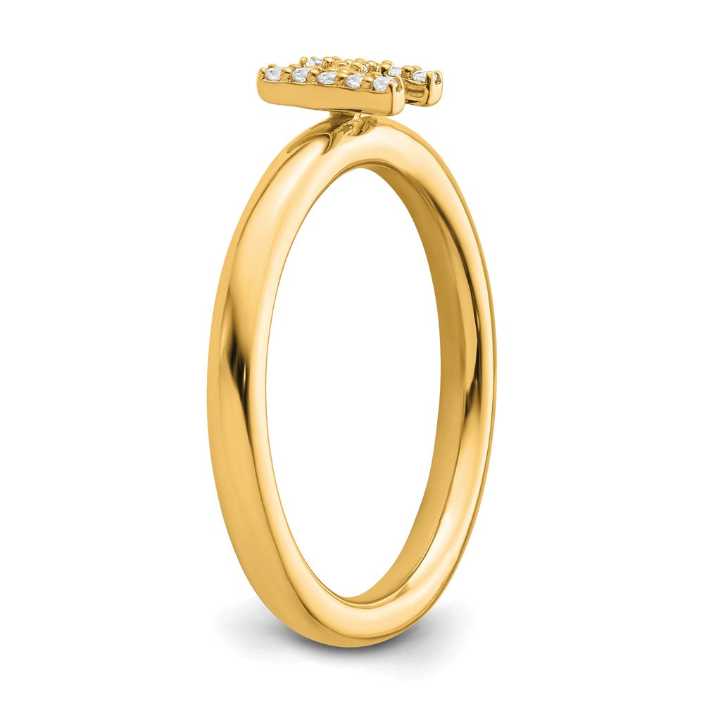 14K Yellow Gold Stackable Diamond Initial H Size 7 Ring