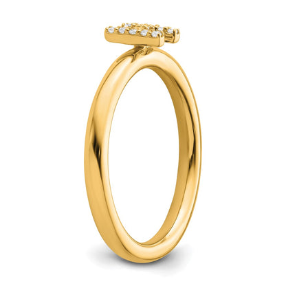 14K Yellow Gold Stackable Diamond Initial H Size 7 Ring