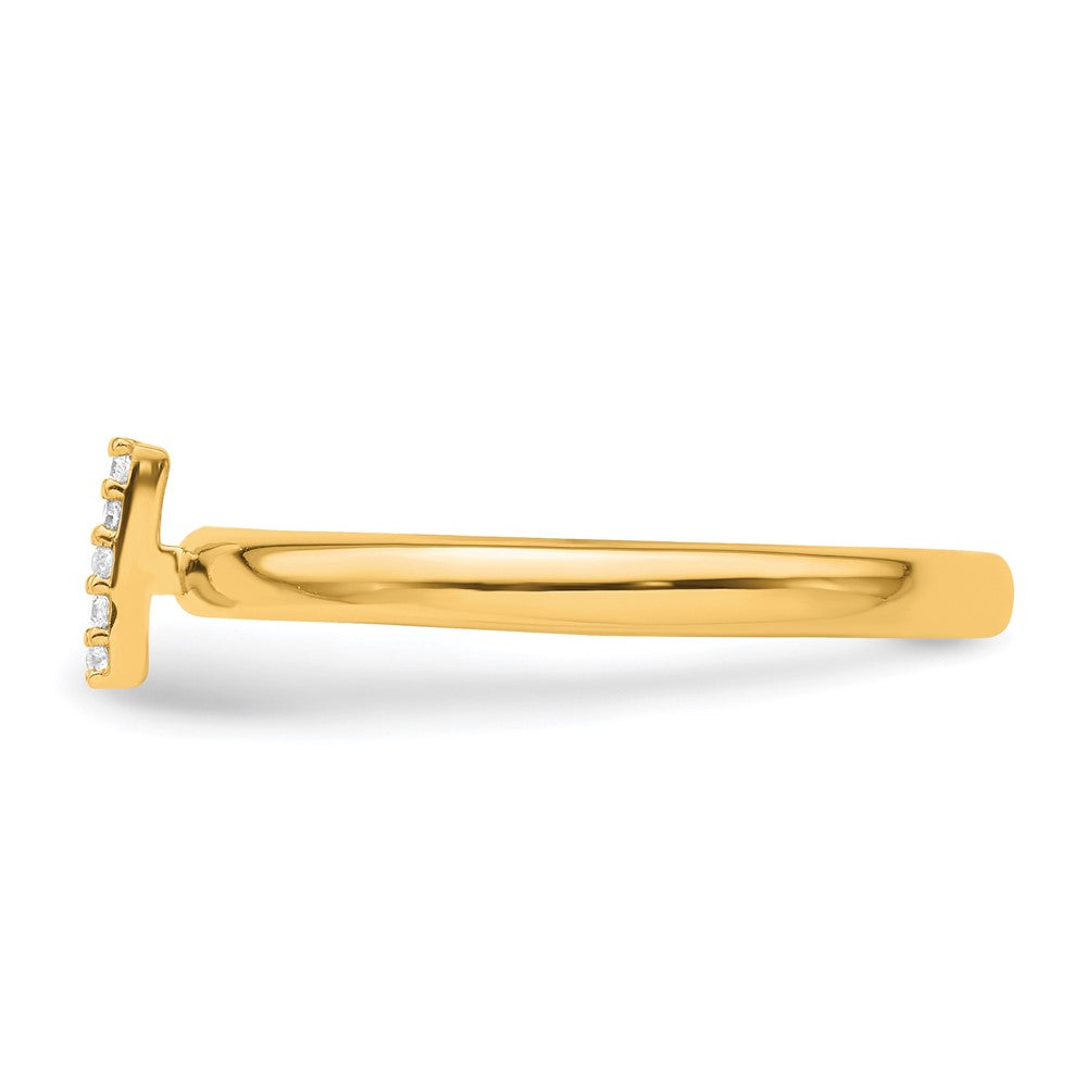 14K Yellow Gold Stackable Diamond Initial I Size 7 Ring