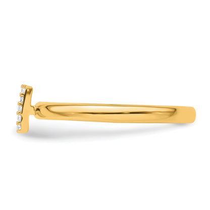 14K Yellow Gold Stackable Diamond Initial I Size 7 Ring