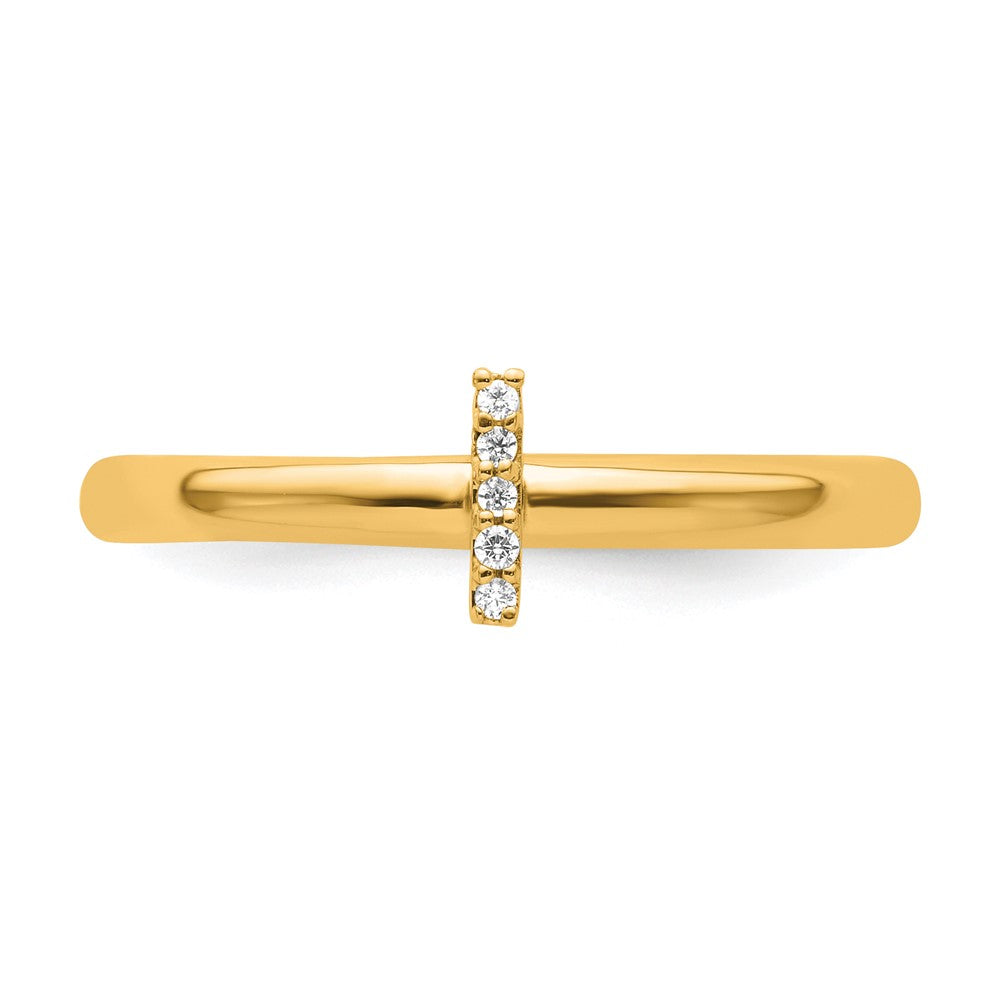 14K Yellow Gold Stackable Diamond Initial I Size 7 Ring