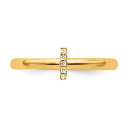 14K Yellow Gold Stackable Diamond Initial I Size 7 Ring