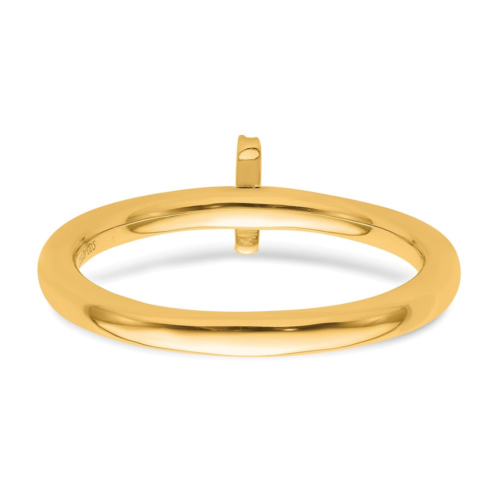 14K Yellow Gold Stackable Diamond Initial I Size 7 Ring