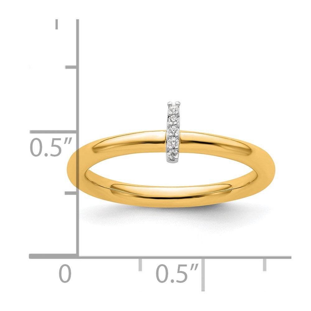 14K Yellow Gold Stackable Diamond Initial I Size 7 Ring