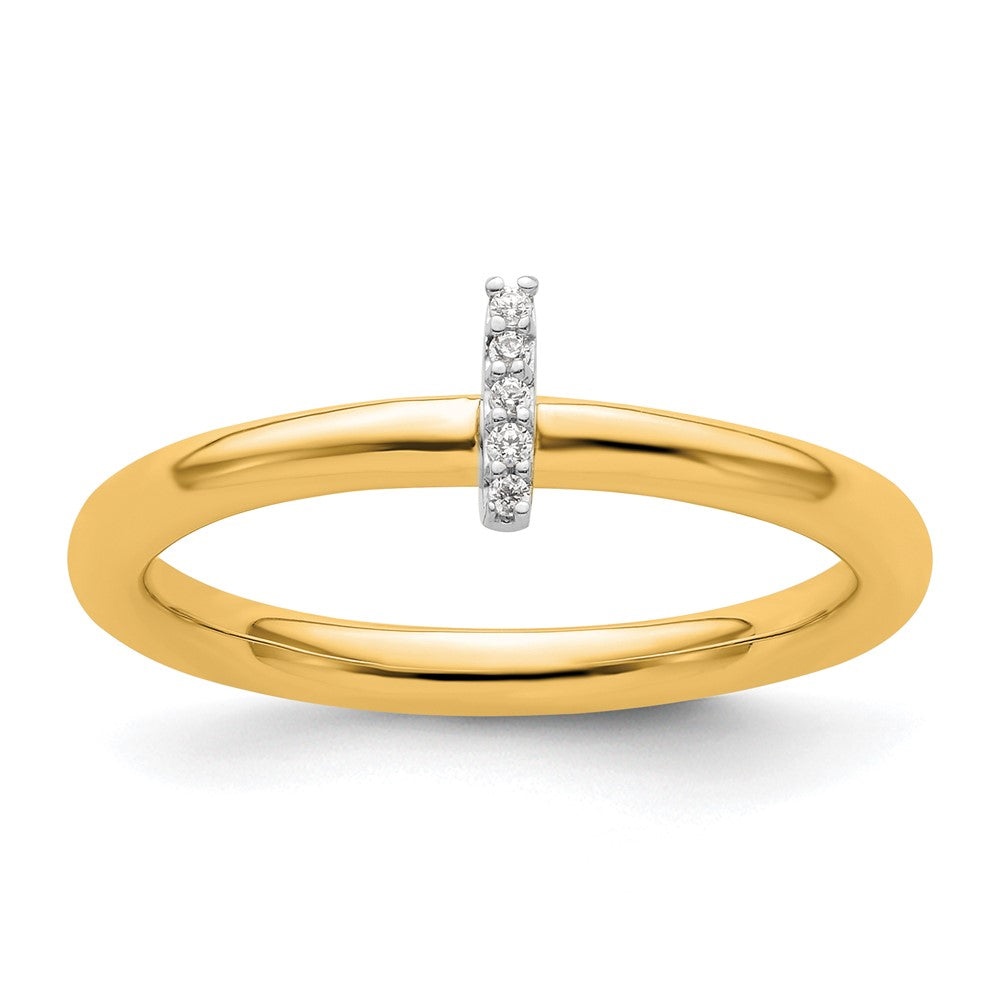 14K Yellow Gold Stackable Diamond Initial I Size 7 Ring