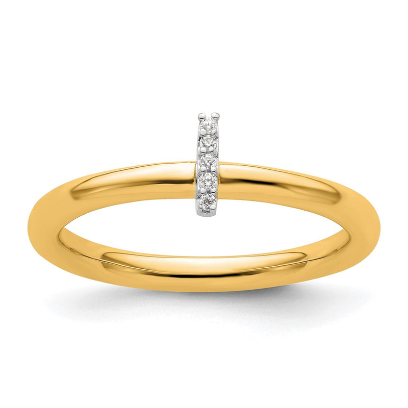 14K Yellow Gold Stackable Diamond Initial I Size 7 Ring
