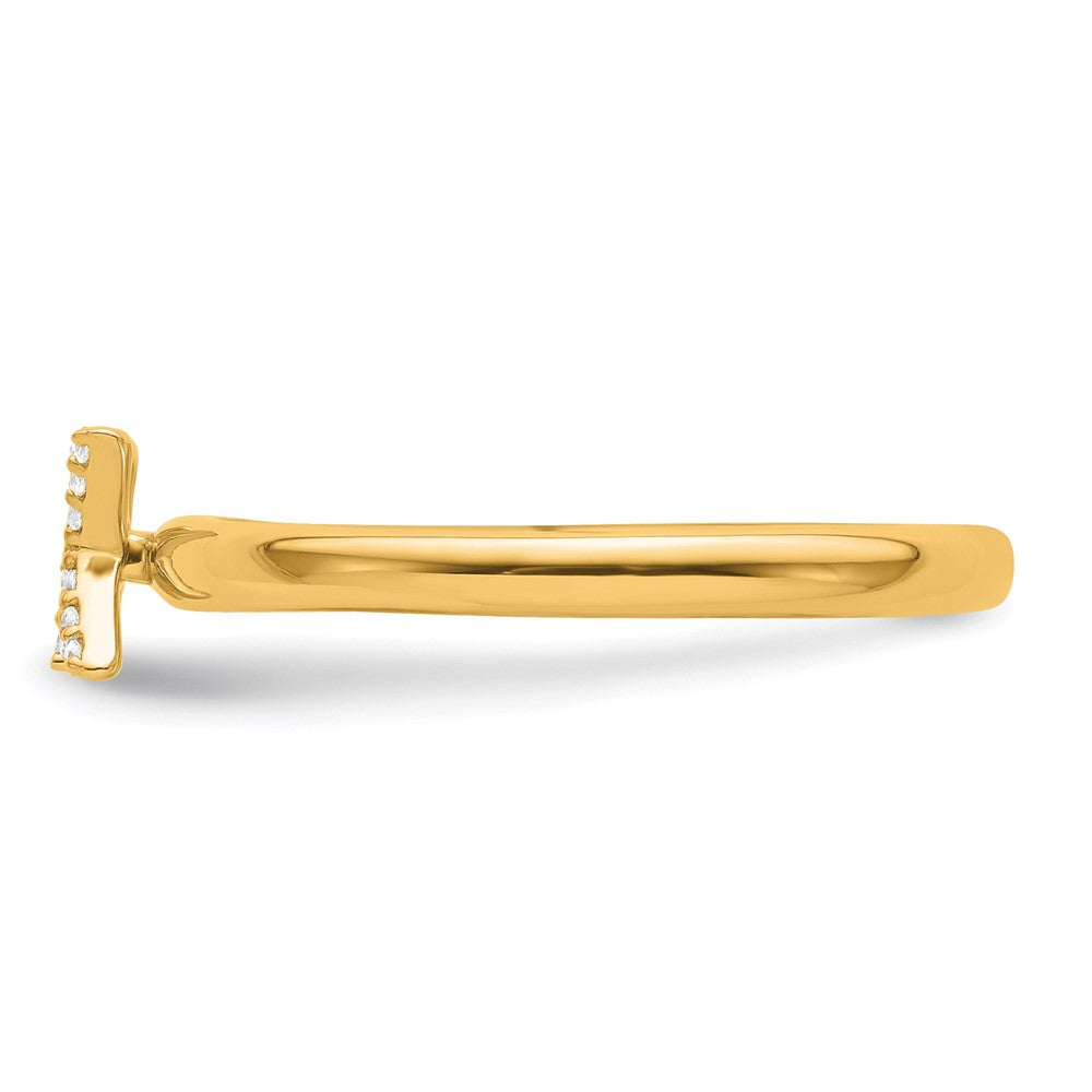 14K Yellow Gold Stackable Diamond Initial K Size 7 Ring