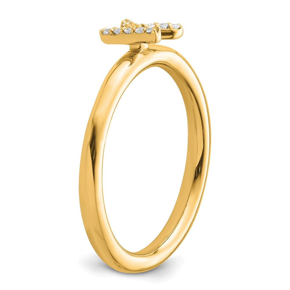 14K Yellow Gold Stackable Diamond Initial K Size 7 Ring