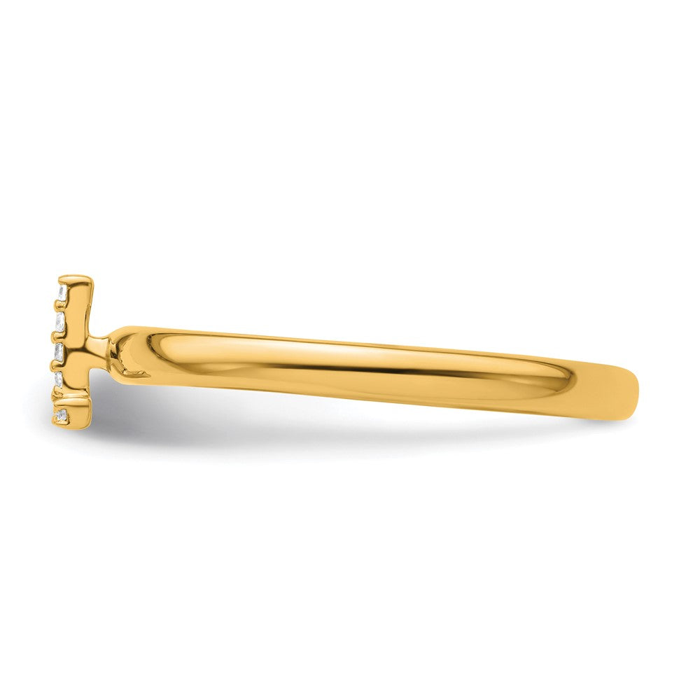 14K Yellow Gold Stackable Diamond Initial L Size 7 Ring