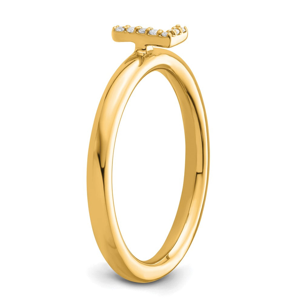 14K Yellow Gold Stackable Diamond Initial L Size 7 Ring