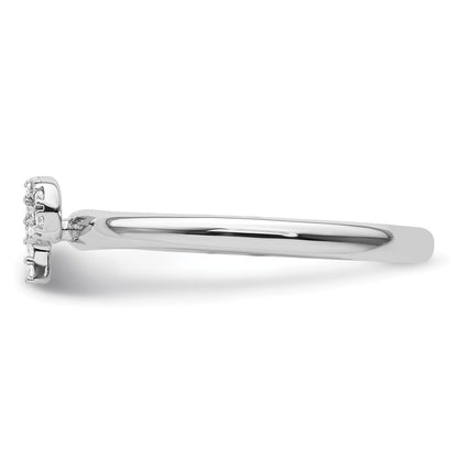 14K White Gold Stackable Diamond Initial P Size 7 Ring