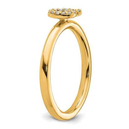 14K Yellow Gold Stackable Diamond Initial Q Size 7 Ring