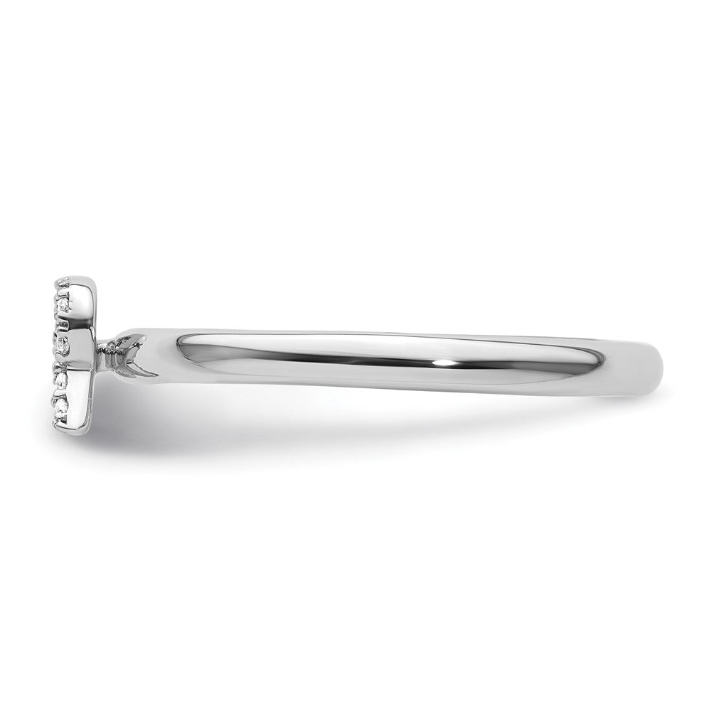 14K White Gold Stackable Diamond Initial R Size 7 Ring