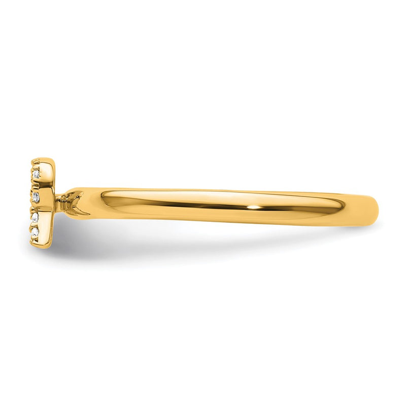 14K Yellow Gold Stackable Diamond Initial R Size 7 Ring