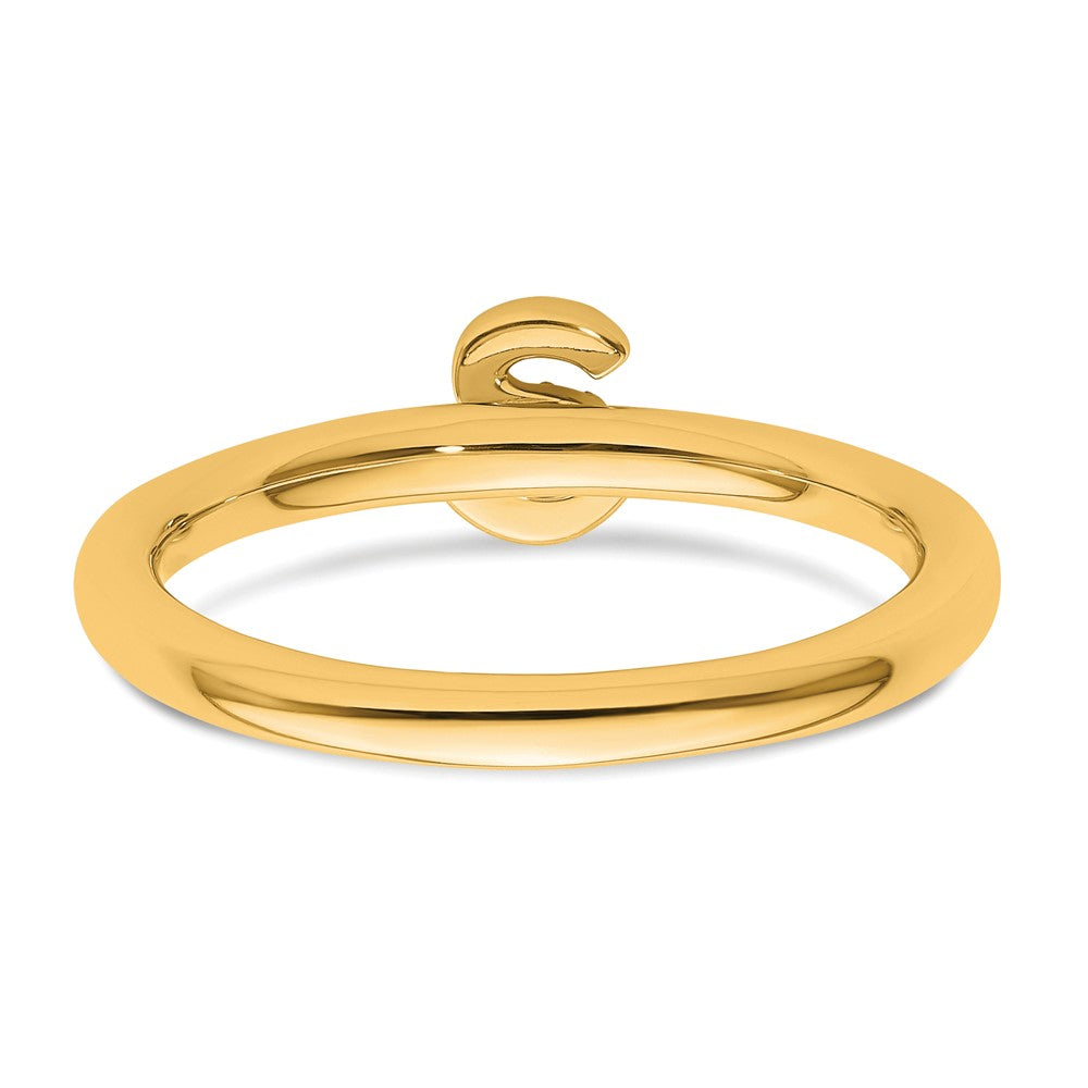14K Yellow Gold Stackable Diamond Initial S Size 7 Ring