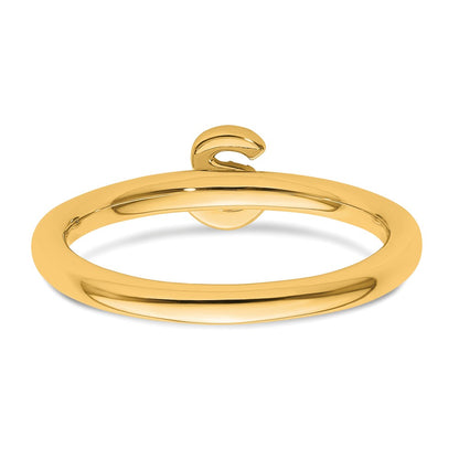 14K Yellow Gold Stackable Diamond Initial S Size 7 Ring