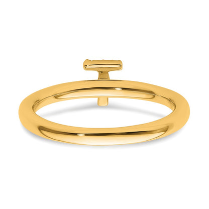 14K Yellow Gold Stackable Diamond Initial T Size 7 Ring