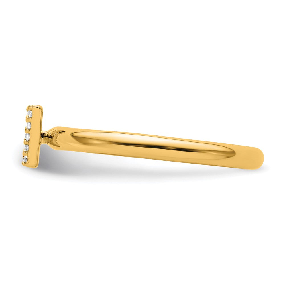 14K Yellow Gold Stackable Diamond Initial V Size 7 Ring