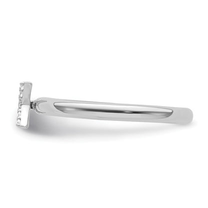 14K White Gold Stackable Diamond Initial X Size 7 Ring