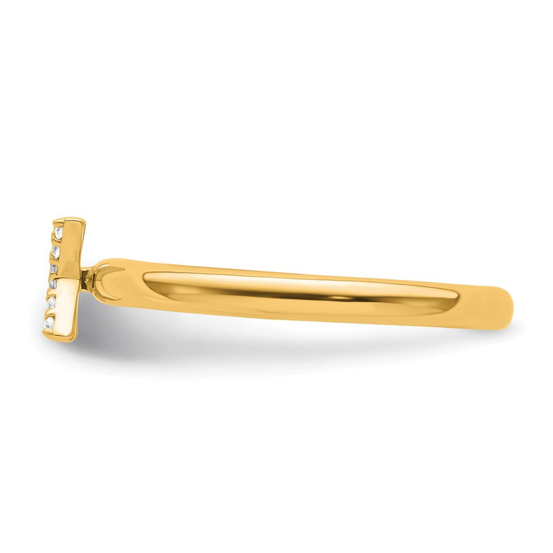 14K Yellow Gold Stackable Diamond Initial X Size 7 Ring