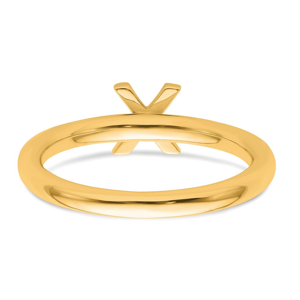 14K Yellow Gold Stackable Diamond Initial X Size 7 Ring