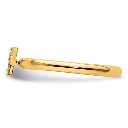 14K Yellow Gold Stackable Diamond Initial Y Size 7 Ring