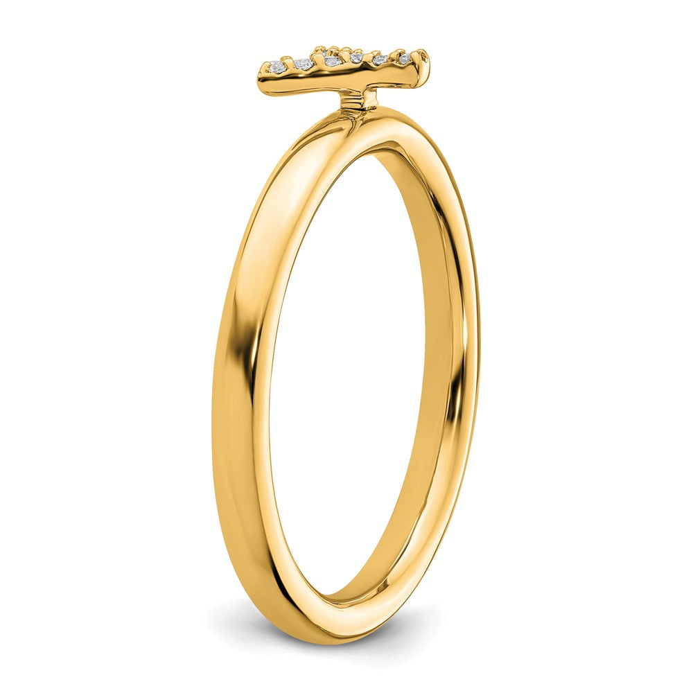 14K Yellow Gold Stackable Diamond Initial Y Size 7 Ring