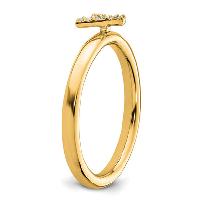 14K Yellow Gold Stackable Diamond Initial Y Size 7 Ring
