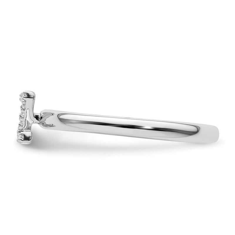 14K White Gold Stackable Diamond Initial Z Size 7 Ring