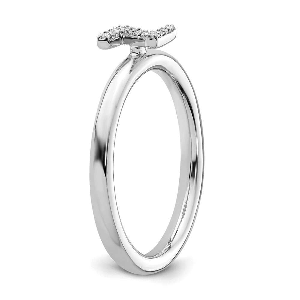 14K White Gold Stackable Diamond Initial Z Size 7 Ring