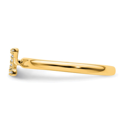 14K Yellow Gold Stackable Diamond Initial Z Size 7 Ring