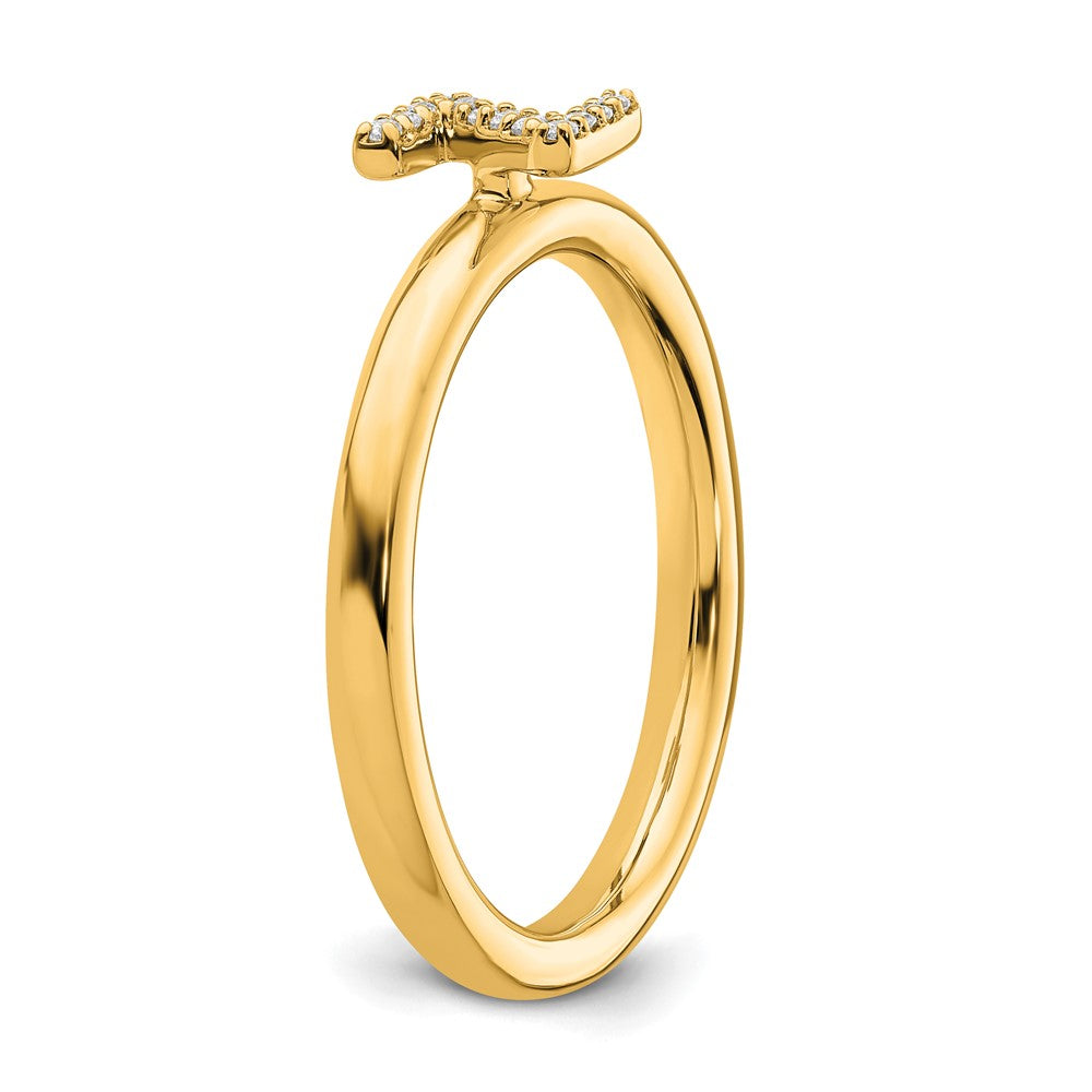 14K Yellow Gold Stackable Diamond Initial Z Size 7 Ring