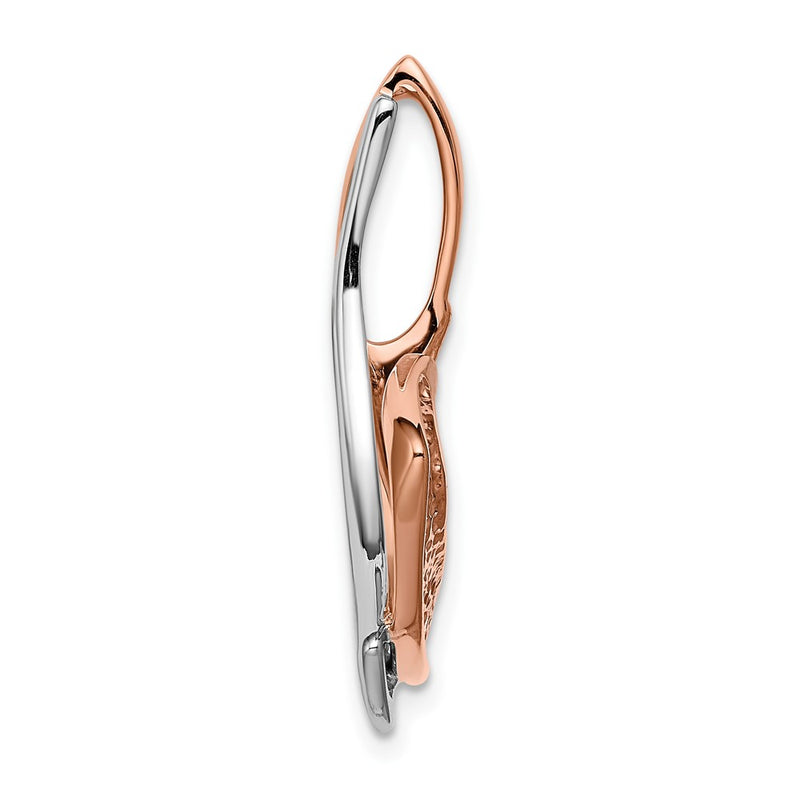 14K Two-Tone W & Rose Omega Slide W/Peg Fits Up To 2mm, 6mm Reversible