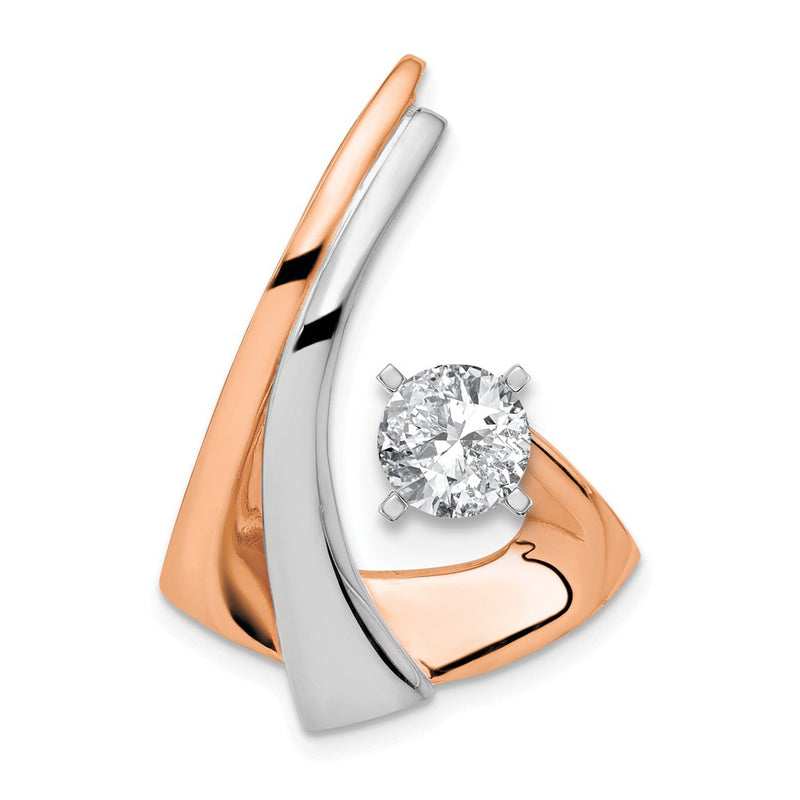 14K Two-Tone W & Rose Omega Slide W/Peg Fits Up To 2mm, 6mm Reversible