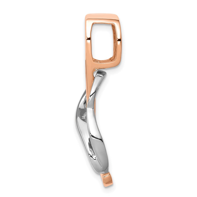 14K Two-Tone White And Rose Gold Fits Up To 4mm, 6mm Reversible Omega Slide