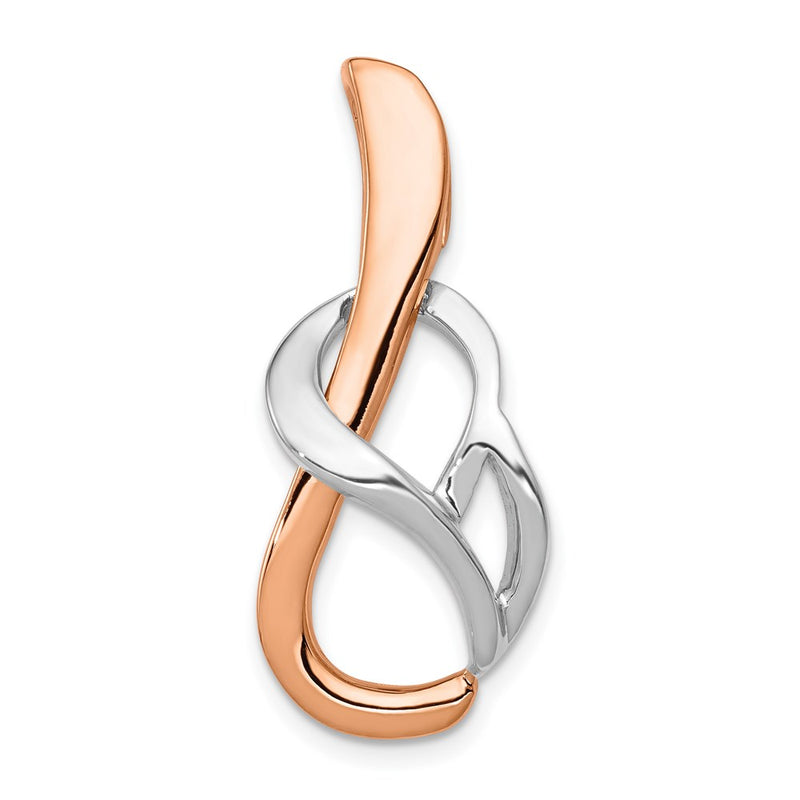 14K Two-Tone White And Rose Gold Fits Up To 4mm, 6mm Reversible Omega Slide