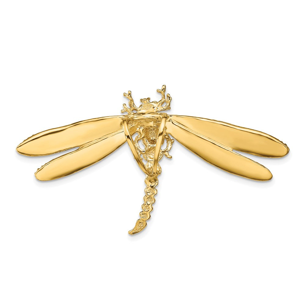 14K Yellow Gold Multi-Color Enamel Dragonfly Charm