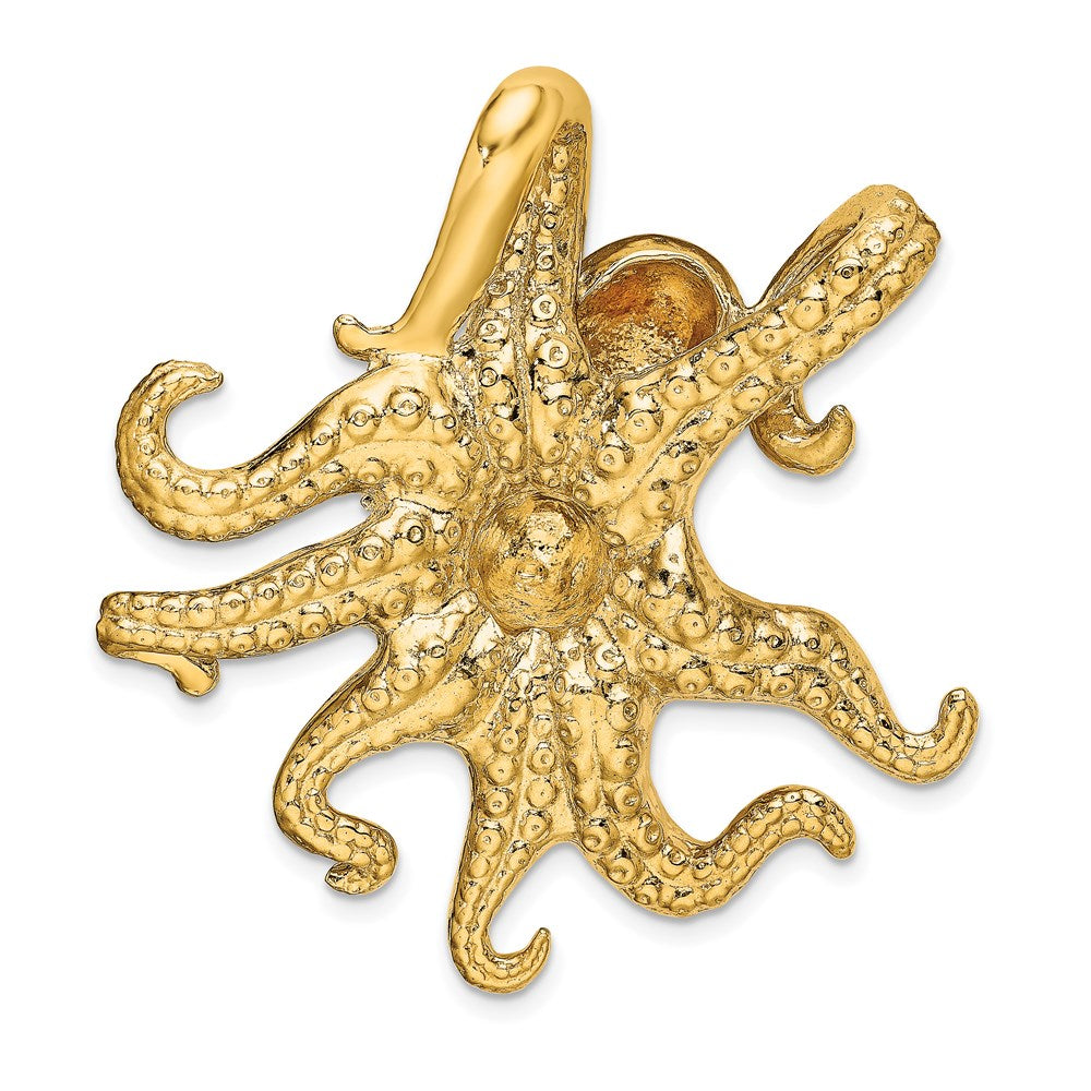 14K Yellow Gold Polished And Textured Octopus Slide