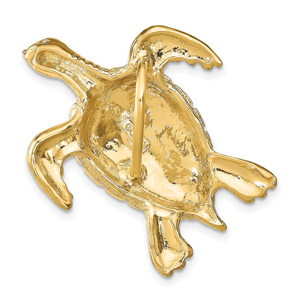14K Yellow Gold Polished Sea Turtle Slide