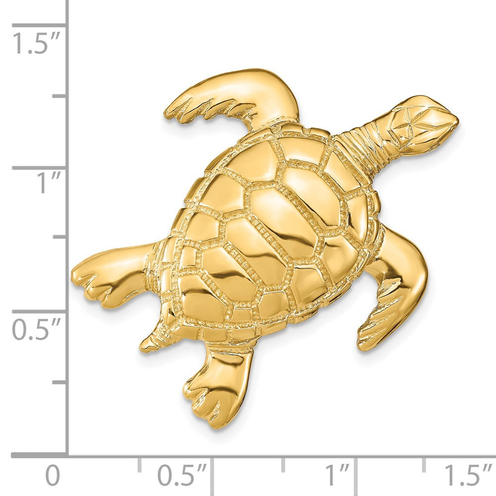 14K Yellow Gold Polished Sea Turtle Slide