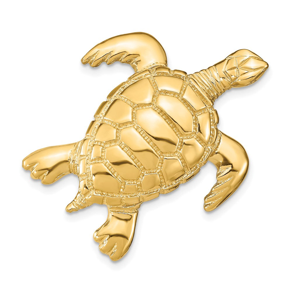 14K Yellow Gold Polished Sea Turtle Slide