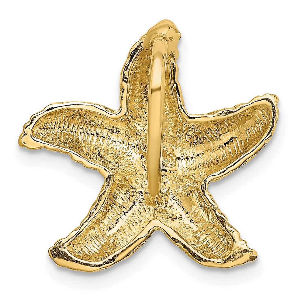 14K Yellow Gold Polished And Textured Starfish Slide