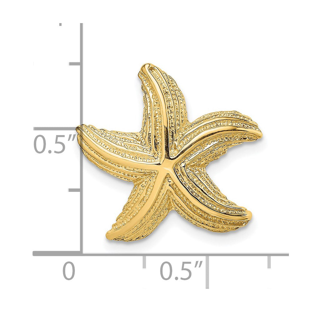 14K Yellow Gold Polished And Textured Starfish Slide