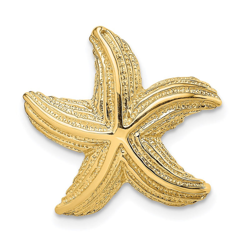 14K Yellow Gold Polished And Textured Starfish Slide