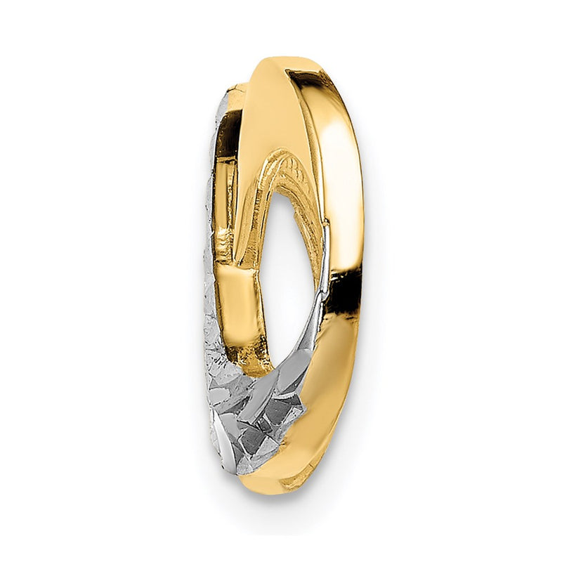 14K Yellow & Rhodium W/Rhodium D/C Infinity Fits 4mm Fancy Omega Slide
