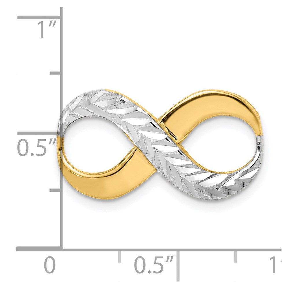 14K Yellow & Rhodium W/Rhodium D/C Infinity Fits 4mm Fancy Omega Slide