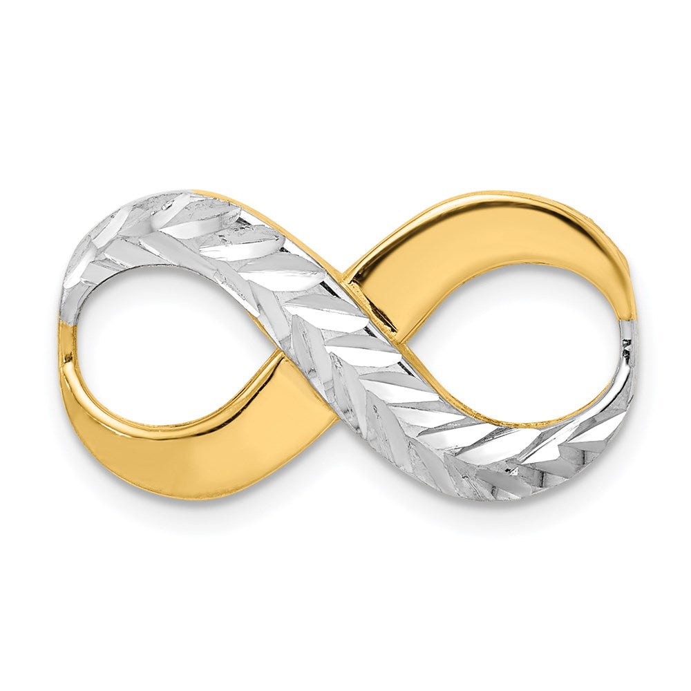 14K Yellow & Rhodium W/Rhodium D/C Infinity Fits 4mm Fancy Omega Slide